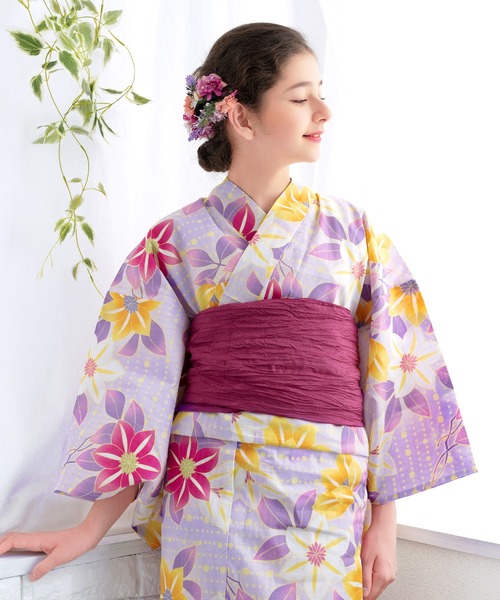 KYOETSU（キョウエツ）の「浴衣 女の子 子供 3点セット( 浴衣 + 帯 + 下駄 ) レトロC（浴衣・キッズ・グリーン系その他/ブルー系その他/オレンジ系その他/グレー系その他2/グレー系その他3/ブルー系その他5/イエロー系その他/レッド系その他/レッド系その他2/ブルー系その他6/グレー系その他/ピンク系その他/パープル系その他/ブルー系その他4/ブルー系その他3/ブルー系その他2/その他1/その他2/その他3/その他4・140/150/110/120/130）」の14枚目の写真