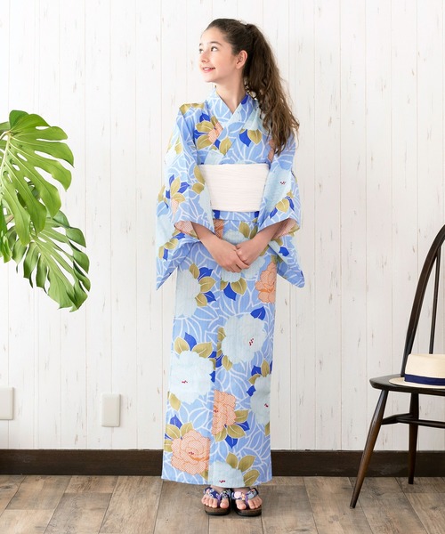 KYOETSU（キョウエツ）の「浴衣 女の子 子供 3点セット( 浴衣 + 帯 + 下駄 ) レトロC（浴衣・キッズ・グリーン系その他/ブルー系その他/オレンジ系その他/グレー系その他2/グレー系その他3/ブルー系その他5/イエロー系その他/レッド系その他/レッド系その他2/ブルー系その他6/グレー系その他/ピンク系その他/パープル系その他/ブルー系その他4/ブルー系その他3/ブルー系その他2/その他1/その他2/その他3/その他4・140/150/110/120/130）」の22枚目の写真