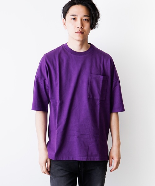 KAZUYUKI KUMAGAI ATTACHMENT（カズユキクマガイアタッチメント）の「50//2ロイヤルオーガニックコンパクト 天竺クルーネックドルマンS/S（Tシャツ/カットソー・メンズ・ライトパープル/ライトイエロー/グリーン/ホワイト/パープル・1/2/3）」の4枚目の写真