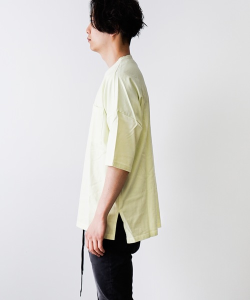 KAZUYUKI KUMAGAI ATTACHMENT（カズユキクマガイアタッチメント）の「50//2ロイヤルオーガニックコンパクト 天竺クルーネックドルマンS/S（Tシャツ/カットソー・メンズ・ライトパープル/ライトイエロー/グリーン/ホワイト/パープル・1/2/3）」の15枚目の写真