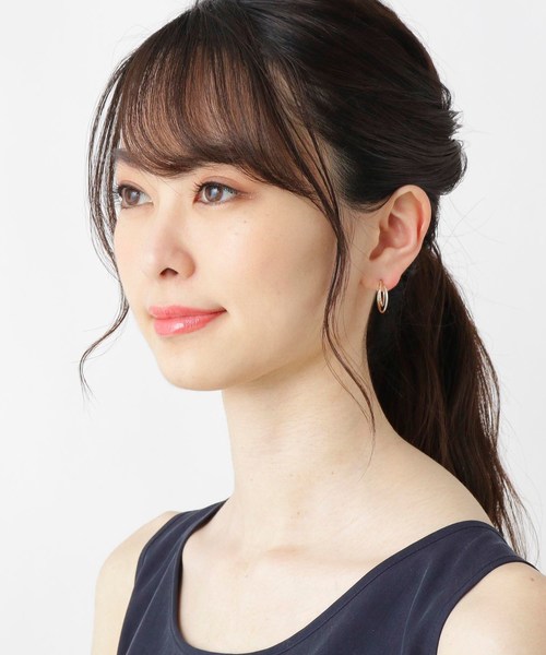 COCOSHNIK(ココシュニック)の「K10オーバルクロス フープピアス(ピアス(両耳用)・レディース・ホワイト系その他7・00)」の5枚目の写真