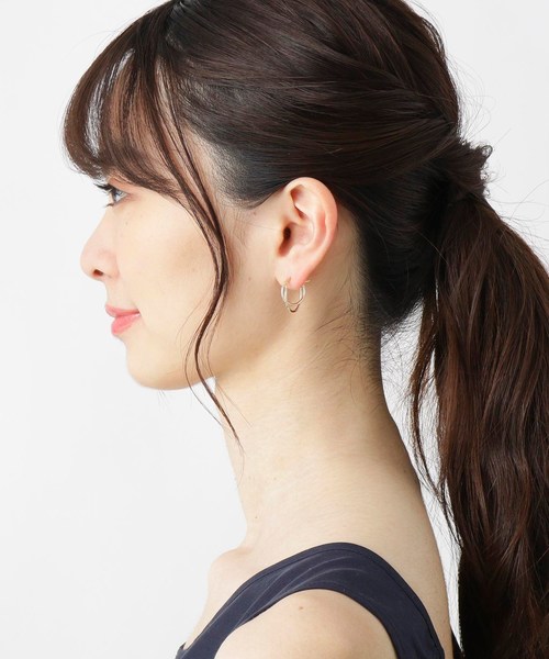 COCOSHNIK(ココシュニック)の「K10オーバルクロス フープピアス(ピアス(両耳用)・レディース・ホワイト系その他7・00)」の6枚目の写真