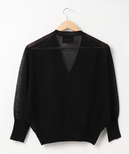 ADAM ET ROPE'（アダムエロペ）の「シルクポリエステルボタンカーディガン（カーディガン/ボレロ・レディース・ブラック/グリーン/キナリ・FREE）」の4枚目の写真