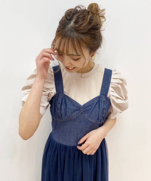 one after another NICE CLAUP（ワンアフターアナザーナイスクラップ）の「袖コンシャスボリュームプルオーバー（Tシャツ/カットソー・レディース・ベージュ/オフホワイト/ブラック・FREE）」の8枚目の写真