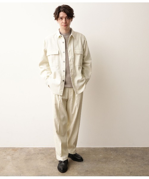 JUNRED（ジュンレッド）の「【セットアップ可能】コットンコーデュロイCPOシャツ（シャツ/ブラウス・メンズ・ホワイト/サックスブルー/ワイン・S/M/L）」の4枚目の写真