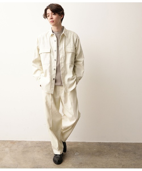 JUNRED（ジュンレッド）の「【セットアップ可能】コットンコーデュロイCPOシャツ（シャツ/ブラウス・メンズ・ホワイト/サックスブルー/ワイン・S/M/L）」の5枚目の写真