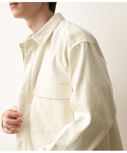 JUNRED（ジュンレッド）の「【セットアップ可能】コットンコーデュロイCPOシャツ（シャツ/ブラウス・メンズ・ホワイト/サックスブルー/ワイン・S/M/L）」の8枚目の写真