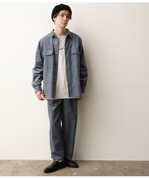 JUNRED（ジュンレッド）の「【セットアップ可能】コットンコーデュロイCPOシャツ（シャツ/ブラウス・メンズ・ホワイト/サックスブルー/ワイン・S/M/L）」の10枚目の写真