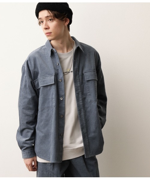 JUNRED（ジュンレッド）の「【セットアップ可能】コットンコーデュロイCPOシャツ（シャツ/ブラウス・メンズ・ホワイト/サックスブルー/ワイン・S/M/L）」の11枚目の写真