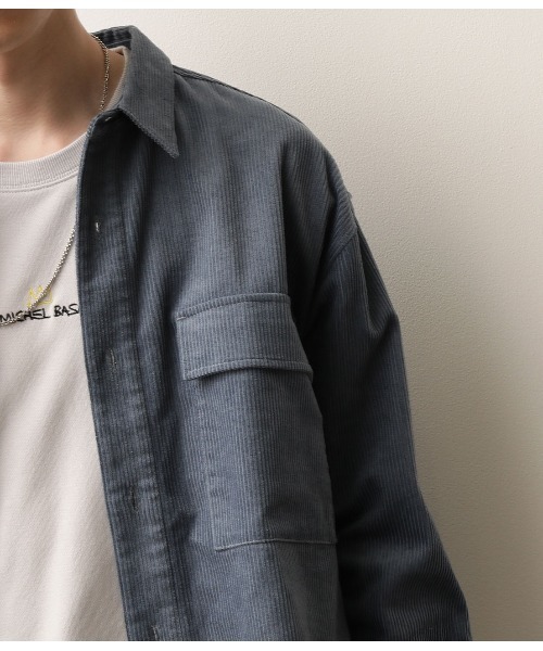 JUNRED（ジュンレッド）の「【セットアップ可能】コットンコーデュロイCPOシャツ（シャツ/ブラウス・メンズ・ホワイト/サックスブルー/ワイン・S/M/L）」の14枚目の写真