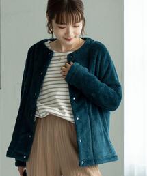 coen | 【WEB限定】クルーネックボアカーディガン#（ボアアウター）(カーディガン/ボレロ)