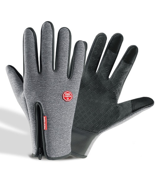 DAY CLOSET(デイ クローゼット)の「【滑り止め付き/高密度防風・撥水】スマホ3本指対応 裏起毛グローブ(手袋・メンズ・ブラック/パープル/ネイビー/グレー/オレンジ・M/L)」の3枚目の写真