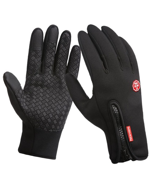 DAY CLOSET(デイ クローゼット)の「【滑り止め付き/高密度防風・撥水】スマホ3本指対応 裏起毛グローブ(手袋・メンズ・ブラック/パープル/ネイビー/グレー/オレンジ・M/L)」の2枚目の写真