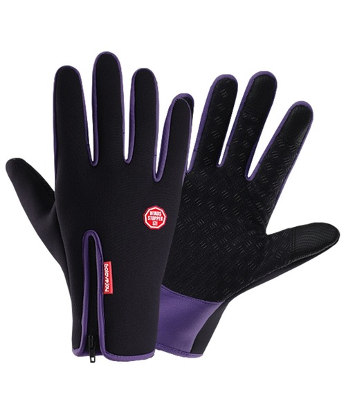 DAY CLOSET(デイ クローゼット)の「【滑り止め付き/高密度防風・撥水】スマホ3本指対応 裏起毛グローブ(手袋・メンズ・ブラック/パープル/ネイビー/グレー/オレンジ・M/L)」の7枚目の写真