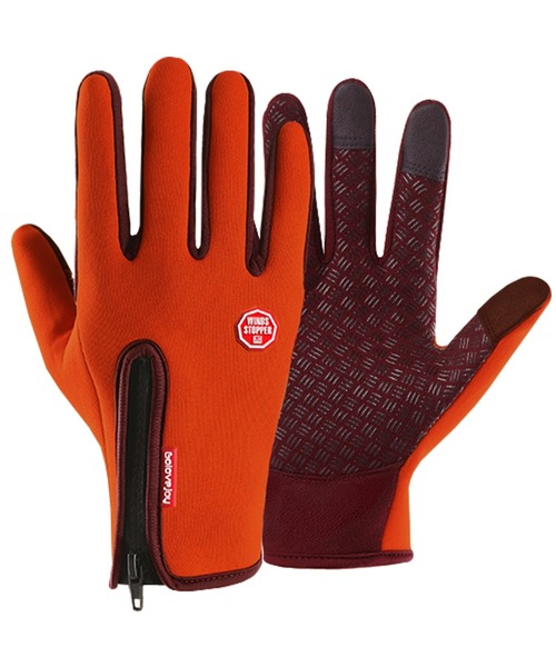 DAY CLOSET(デイ クローゼット)の「【滑り止め付き/高密度防風・撥水】スマホ3本指対応 裏起毛グローブ(手袋・メンズ・ブラック/パープル/ネイビー/グレー/オレンジ・M/L)」の8枚目の写真