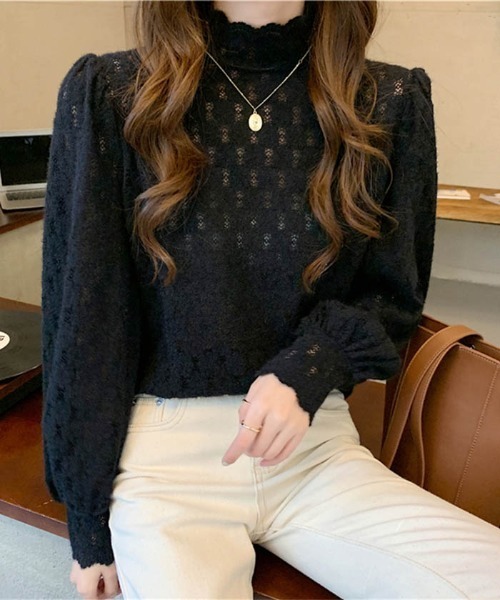 MAISON DE THERESE(メゾン ド テレーズ)の「透けるレースブラウス(シャツ/ブラウス・レディース・ブラック/ホワイト/ベージュ・FREE)」の11枚目の写真