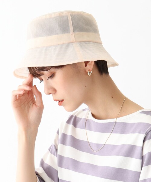 AG by aquagirl（エージーバイアクアガール）の「◆オーガンジーバケハ（ハット・レディース・ブラック/ライトベージュ・00）」の4枚目の写真