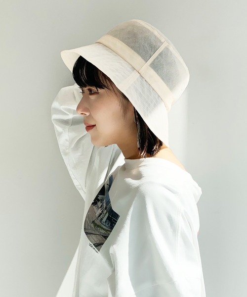 AG by aquagirl（エージーバイアクアガール）の「◆オーガンジーバケハ（ハット・レディース・ブラック/ライトベージュ・00）」の2枚目の写真