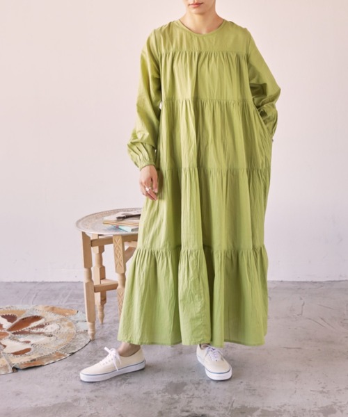 Auntie Rosa Holiday(アンティローザホリデー)の「ティアードロングワンピース(ワンピース・レディース・ブラック/オフホワイト/ブルー/ライトグリーン・FREE)」の11枚目の写真