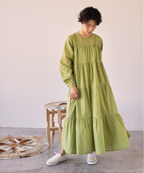 Auntie Rosa Holiday(アンティローザホリデー)の「ティアードロングワンピース(ワンピース・レディース・ブラック/オフホワイト/ブルー/ライトグリーン・FREE)」の15枚目の写真