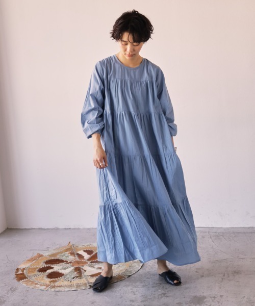 Auntie Rosa Holiday(アンティローザホリデー)の「ティアードロングワンピース(ワンピース・レディース・ブラック/オフホワイト/ブルー/ライトグリーン・FREE)」の8枚目の写真