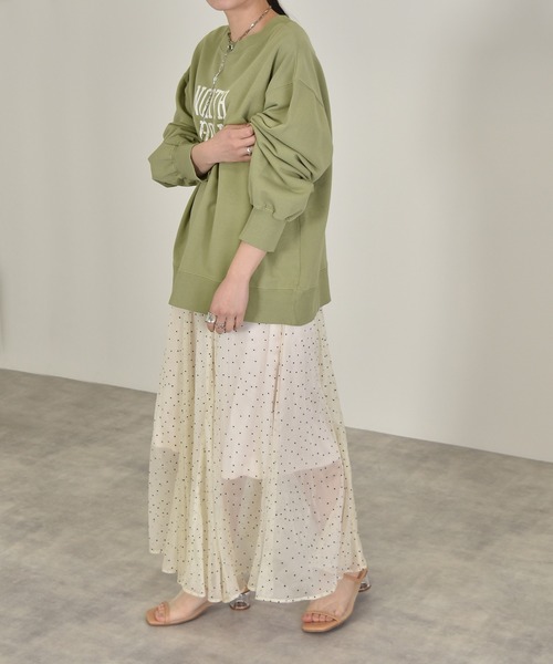 w closet(ダブルクローゼット)の「ドット楊柳フレアスカート(スカート・レディース・オフホワイト/サックスブルー系1/ライム・FREE)」の20枚目の写真