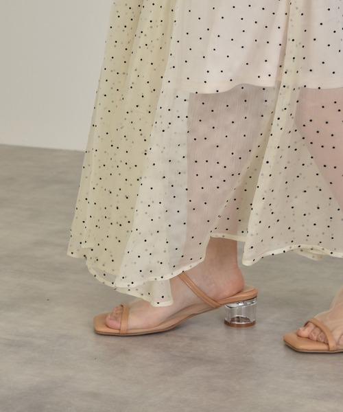 w closet(ダブルクローゼット)の「ドット楊柳フレアスカート(スカート・レディース・オフホワイト/サックスブルー系1/ライム・FREE)」の21枚目の写真