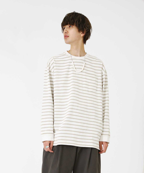 BALLAST ARK（バラストアーク）の「BALLAST ARK / バラストアーク：BIG SIZE BORDER L/S TEE：BA03-T001[AST]（Tシャツ/カットソー・メンズ・ホワイト系その他/ホワイト系その他2・FREE）」の2枚目の写真