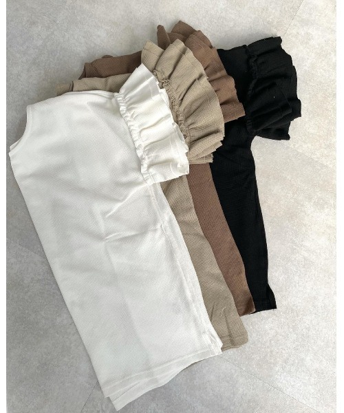 DAIS-Y(デイジー)の「ワッフル地袖フリルTシャツ(Tシャツ/カットソー・レディース・ホワイト/ブラック/ベージュ/モカ・FREE)」の14枚目の写真