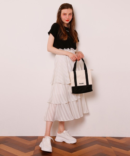 Seemi. byNICECLAUP（ シーミーバイナイスクラップ）の「ティアードスカート（スカート・レディース・オフホワイト/レッド/ドット・FREE）」の9枚目の写真