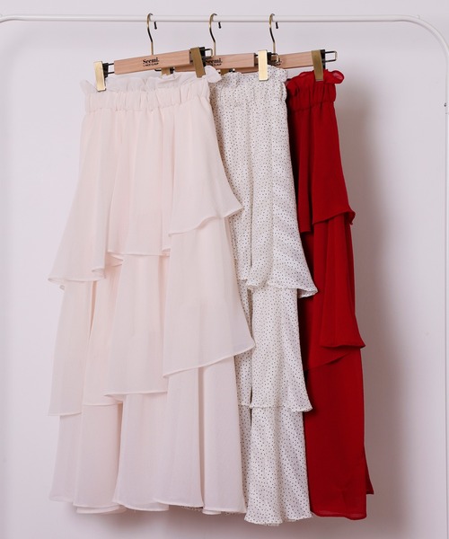 Seemi. byNICECLAUP（ シーミーバイナイスクラップ）の「ティアードスカート（スカート・レディース・オフホワイト/レッド/ドット・FREE）」の18枚目の写真