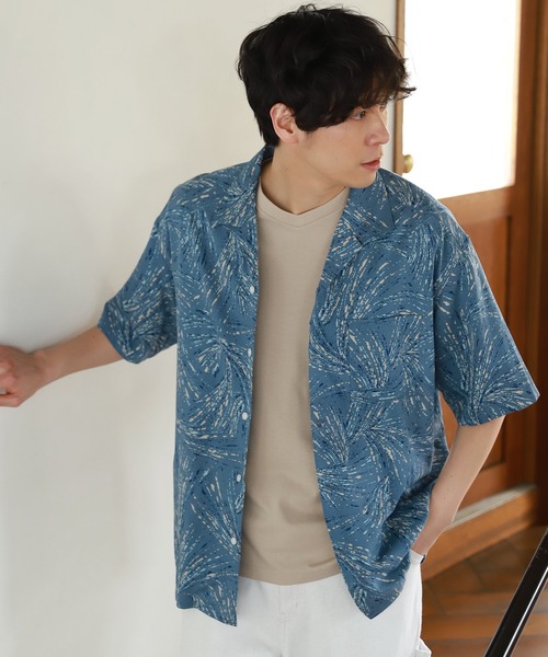 LAKOLE（ラコレ）の「コットン×レーヨンプリントシャツ / 941187（シャツ/ブラウス・メンズ・ベージュ/グレー/アイボリー/ブルー/ブラック/チャコール・MEDIUM/LARGE）」の6枚目の写真