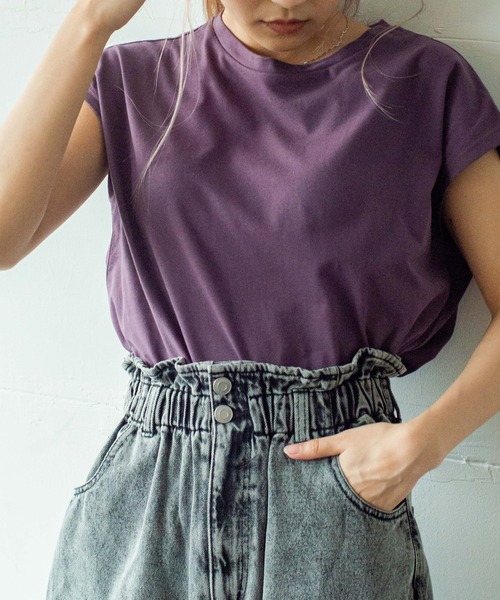 WEGO(ウィゴー)の「WEGO/【ZOZOTOWN&一部店限定】コットンノースリーブTシャツ(タンクトップ・レディース・ホワイト/スミクロ/ホワイト系その他5/ブルー系その他5/ライトブラウン/ブラック/グリーン/パープル/ワイン・FREE)」の9枚目の写真