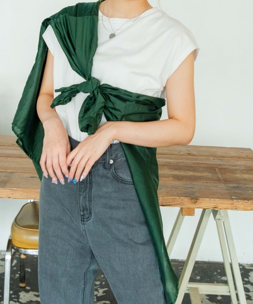 WEGO(ウィゴー)の「WEGO/【ZOZOTOWN&一部店限定】コットンノースリーブTシャツ(タンクトップ・レディース・ホワイト/スミクロ/ホワイト系その他5/ブルー系その他5/ライトブラウン/ブラック/グリーン/パープル/ワイン・FREE)」の16枚目の写真