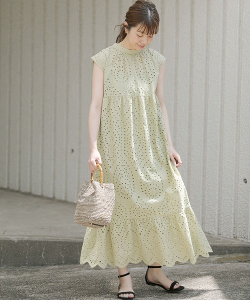 アンタイトル カットワーク サニーサークルレースワンピース ロング カーキ M URBAN RESEARCH Sonny Label（アーバンリサーチサニーレーベル