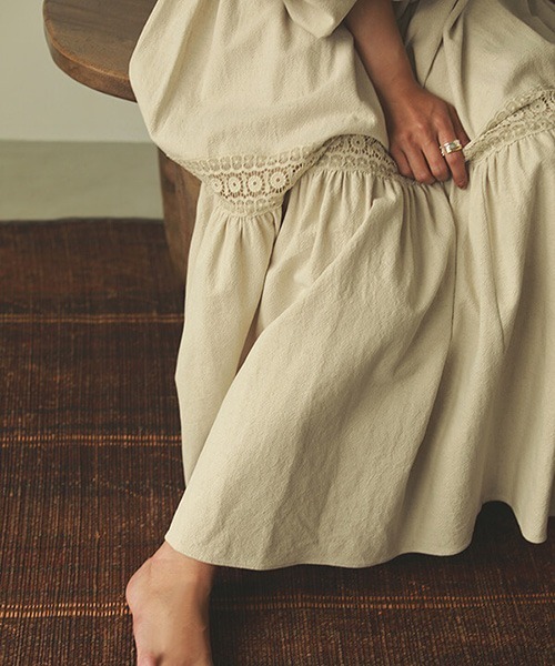 credona コットンレースボリュームOP ブラック｜レディース 