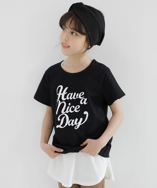 Bee des Bee（ビーデスビー）の「裾レイヤードインナートップス（タンクトップ・キッズ・ホワイト/ホワイト×ブラック・110cm/100cm/120cm/130cm/140cm/150cm）」の3枚目の写真