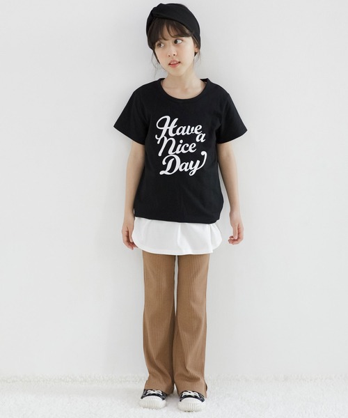 Bee des Bee（ビーデスビー）の「裾レイヤードインナートップス（タンクトップ・キッズ・ホワイト/ホワイト×ブラック・110cm/100cm/120cm/130cm/140cm/150cm）」の4枚目の写真