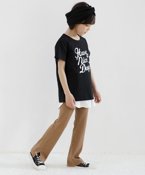 Bee des Bee（ビーデスビー）の「裾レイヤードインナートップス（タンクトップ・キッズ・ホワイト/ホワイト×ブラック・110cm/100cm/120cm/130cm/140cm/150cm）」の5枚目の写真