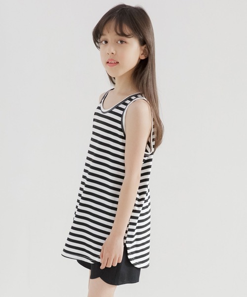 Bee des Bee（ビーデスビー）の「裾レイヤードインナートップス（タンクトップ・キッズ・ホワイト/ホワイト×ブラック・110cm/100cm/120cm/130cm/140cm/150cm）」の7枚目の写真