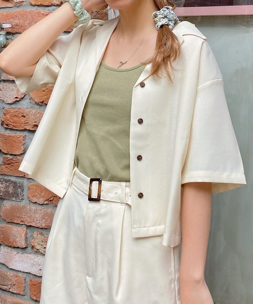 WEGO（ウィゴー）の「WEGO/リネンライクオープンカラーシャツ（シャツ/ブラウス・レディース・アイボリー/グリーン/ピンク/ベージュ系その他/ブラック系その他2/ベージュ系その他3・FREE）」の2枚目の写真