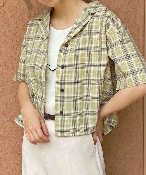 WEGO（ウィゴー）の「WEGO/リネンライクオープンカラーシャツ（シャツ/ブラウス・レディース・アイボリー/グリーン/ピンク/ベージュ系その他/ブラック系その他2/ベージュ系その他3・FREE）」の4枚目の写真