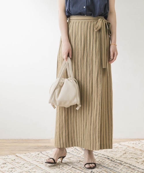 F by ROSSO（エフバイロッソ）の「F by ROSSO　リネンラップスカート（スカート・レディース・ベージュ系その他/ベージュ/ブラウン系その他・38/36）」の3枚目の写真