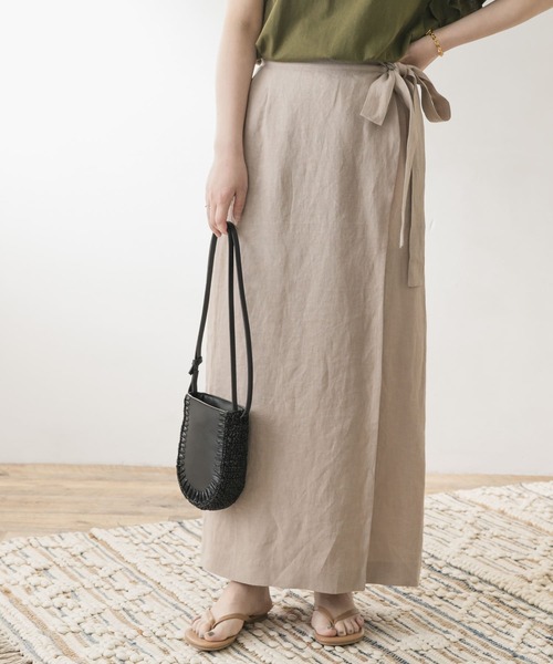 F by ROSSO（エフバイロッソ）の「F by ROSSO　リネンラップスカート（スカート・レディース・ベージュ系その他/ベージュ/ブラウン系その他・38/36）」の4枚目の写真
