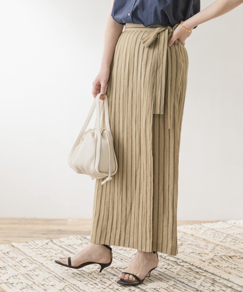 F by ROSSO（エフバイロッソ）の「F by ROSSO　リネンラップスカート（スカート・レディース・ベージュ系その他/ベージュ/ブラウン系その他・38/36）」の8枚目の写真