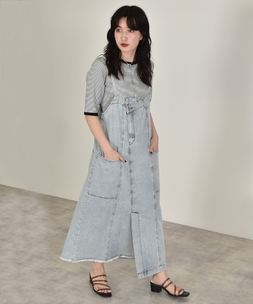 w closet(ダブルクローゼット)の「テレコボーダークルー5分袖カーディガン(カーディガン/ボレロ・レディース・ホワイト×ブラック/ピンク系その他/サックスブルー/ブラウン/ライトパープル・FREE)」の10枚目の写真