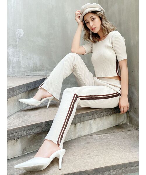 GYDA（ジェイダ）の「【SETUP着用可】サイドラインフレアニットパンツ（その他パンツ・レディース・ピンク/アイボリー/ブラック・FREE）」の14枚目の写真