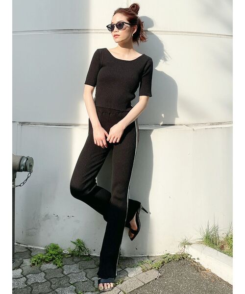 GYDA（ジェイダ）の「【SETUP着用可】サイドラインフレアニットパンツ（その他パンツ・レディース・ピンク/アイボリー/ブラック・FREE）」の22枚目の写真