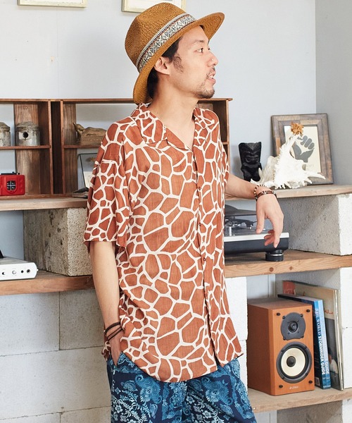 チャイハネ(チャイハネ)の「【チャイハネ】ジャングルMEN'Sシャツ(シャツ/ブラウス・メンズ・ホワイト/ベージュ/ネイビー/ブラウン/グリーン/グレー/マスタード/ライトブラウン/カーキ・FREE)」の4枚目の写真