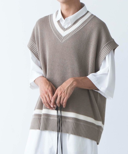 WEGO（ウィゴー）の「WEGO/リネンタッチチルデンベスト（ベスト・メンズ・ベージュ/ダークオレンジ/ホワイト/ブラウン・MEDIUM/LARGE）」の2枚目の写真